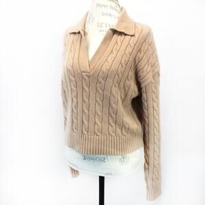 Aritzia Sunday Best wool blend cable polo collar cropped sweater Small
